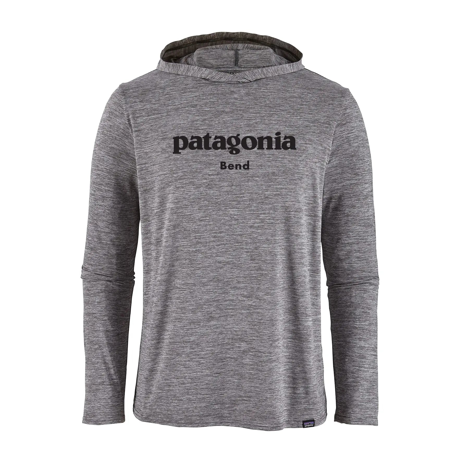 Men's Capilene® Cool Daily Graphic Hoody - Patagonia Bend in Graze Green - Feather Grey | Patagonia Bend
