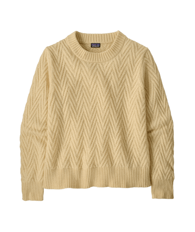 Women's Recycled Wool-Blend Crewneck Sweater in Chevron Cable: Dark Natural | Photo 1 | Patagonia