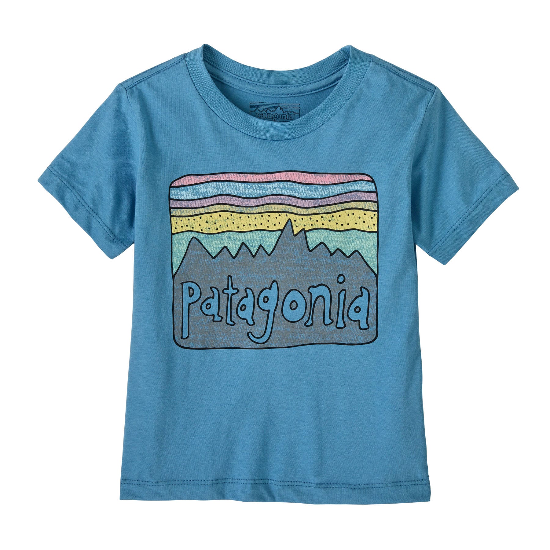 Baby Fitz Roy Skies T-Shirt in Shore Blue | Patagonia Bend