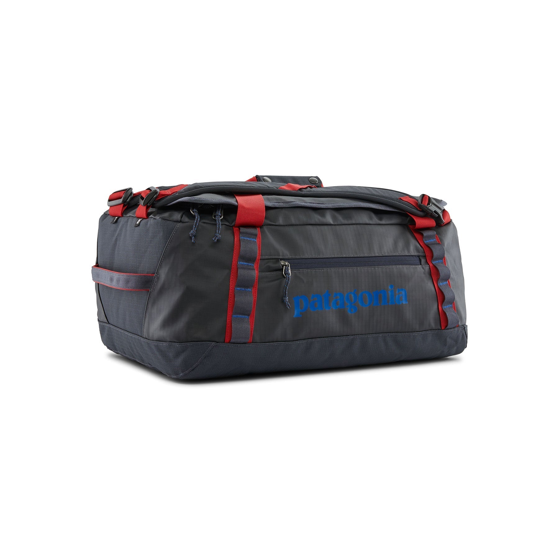 Black Hole Duffel 40L in Smolder Blue w/Amanita Red | Patagonia Bend