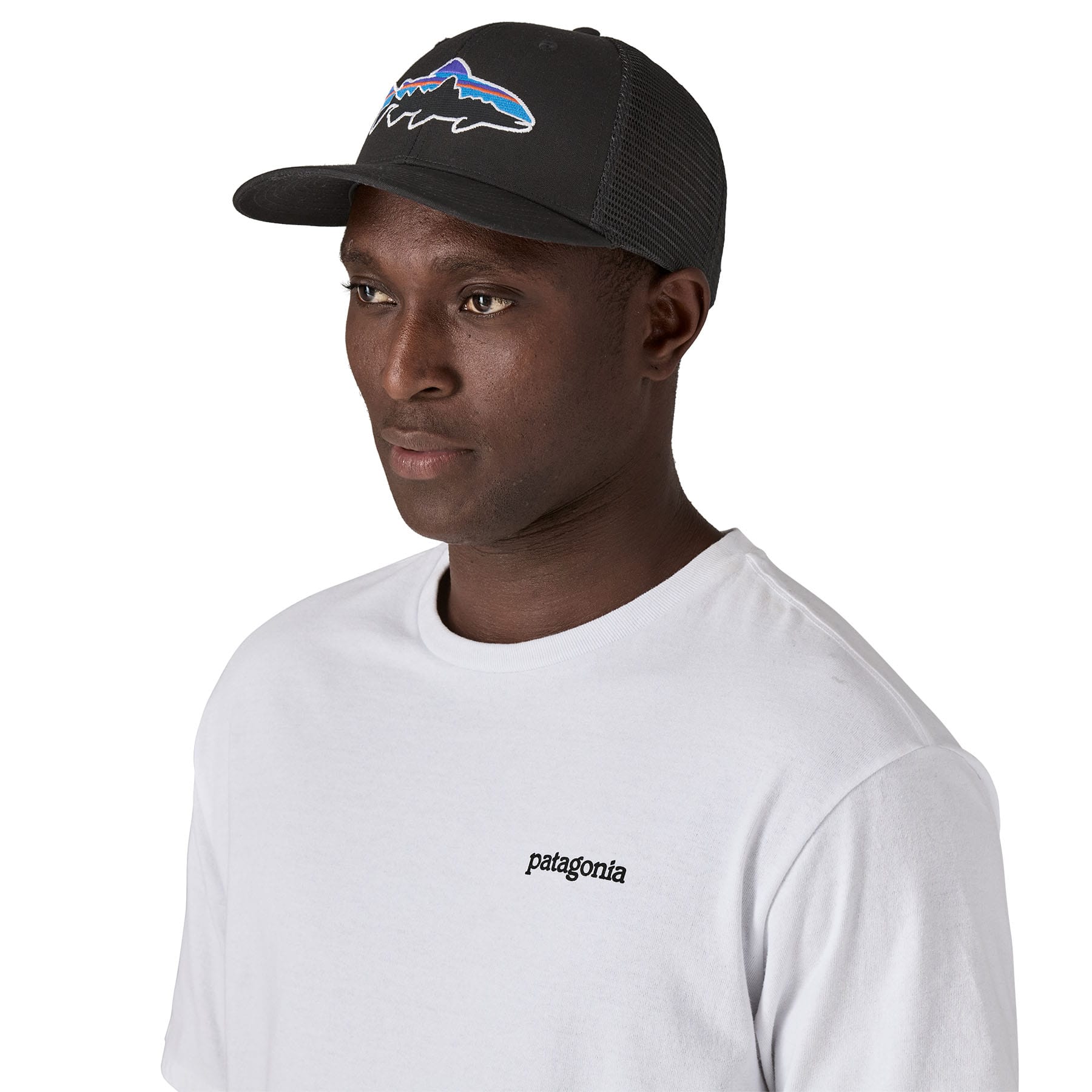 Fitz Roy Trout Trucker Hat in Black | Patagonia Bend