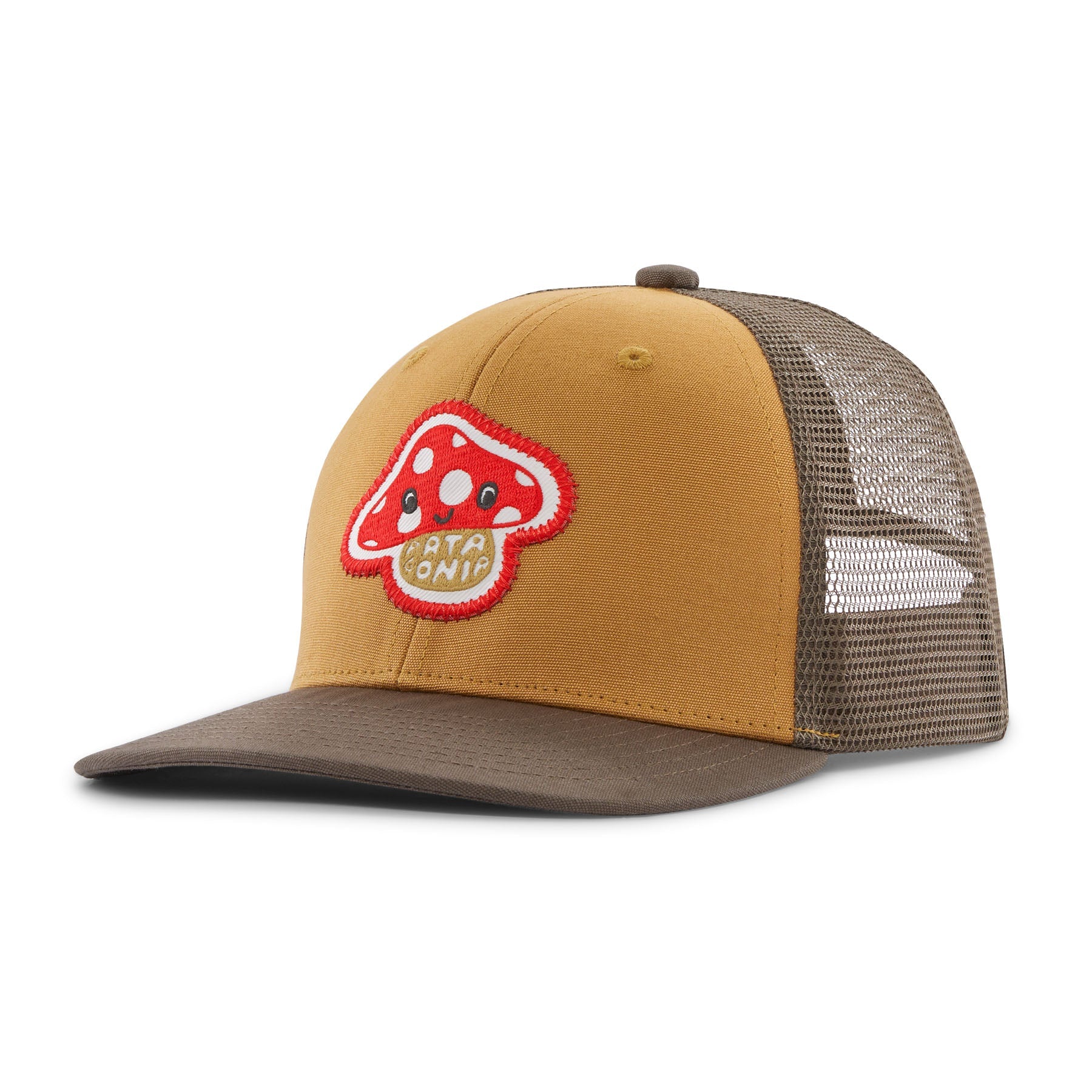 Kid's Trucker Hat in Amanita Rita Patch: Talon Gold | Patagonia Bend