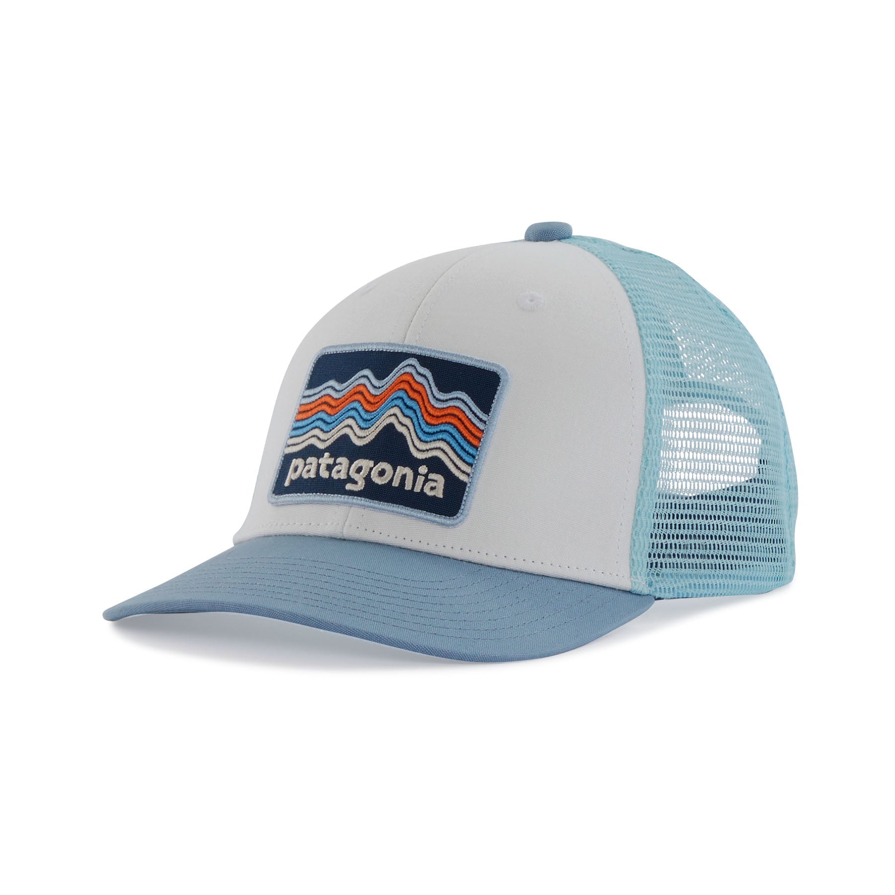 Kid's Trucker Hat in Ridge Rise Stripe: Light Plume Grey | Patagonia Bend