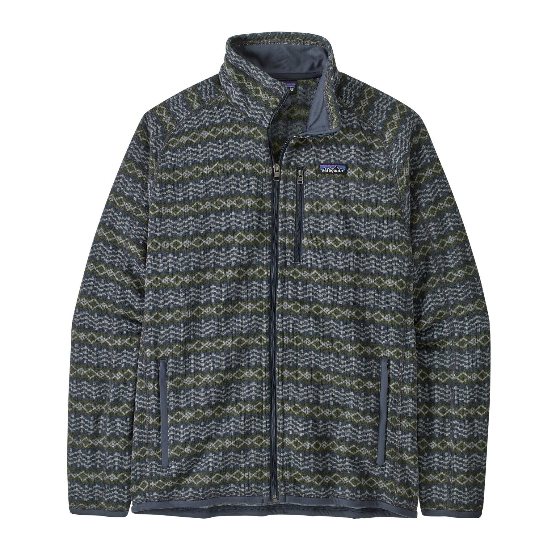 Men's Better Sweater Jacket in Woven Together: Smolder Blue | Patagonia Bend
