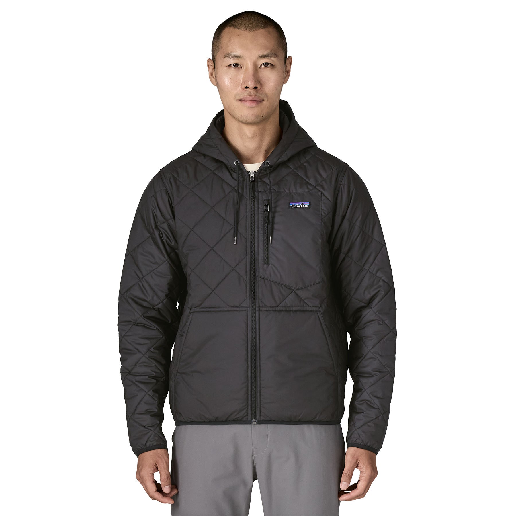 Men's Diamond Quilted Bomber Hoody in Black | Patagonia Bend