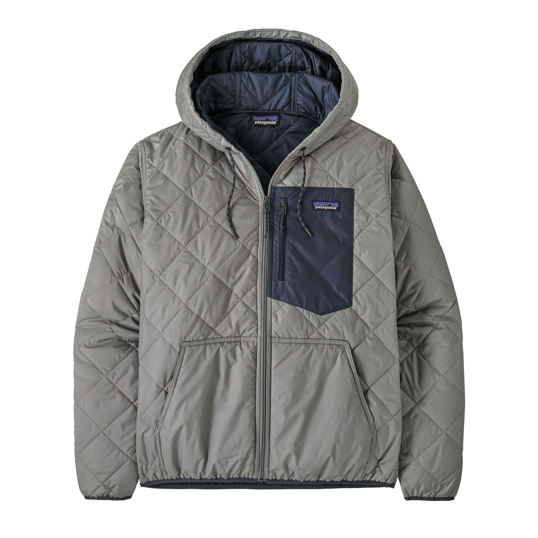 Men's Diamond Quilted Bomber Hoody in Forever Grey | Patagonia Bend