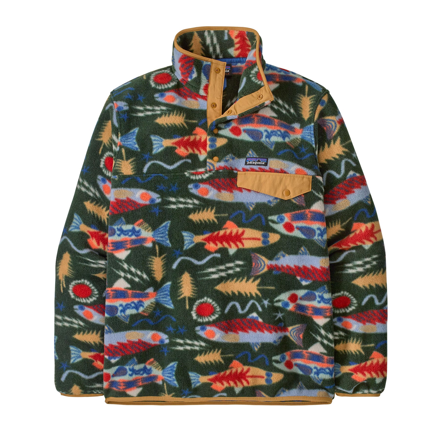 Men's Lightweight Synchilla Snap - T Pullover in Salmon Energy: Old Growth Green | Patagonia Bend
