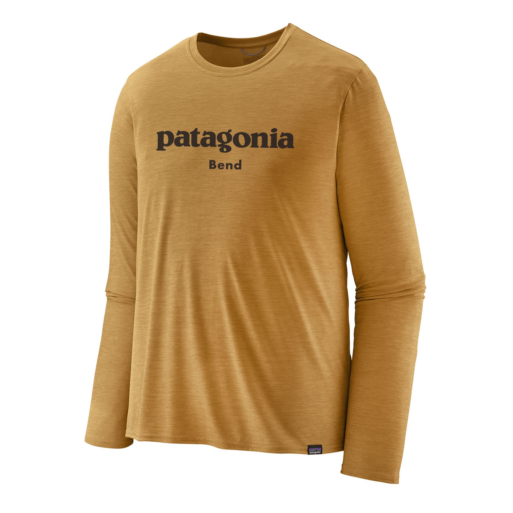 Men's Long - Sleeved Capilene® Cool Daily Graphic Shirt - Patagonia Bend in Beeswax Tan - Pufferfish Gold X - Dye | Patagonia Bend