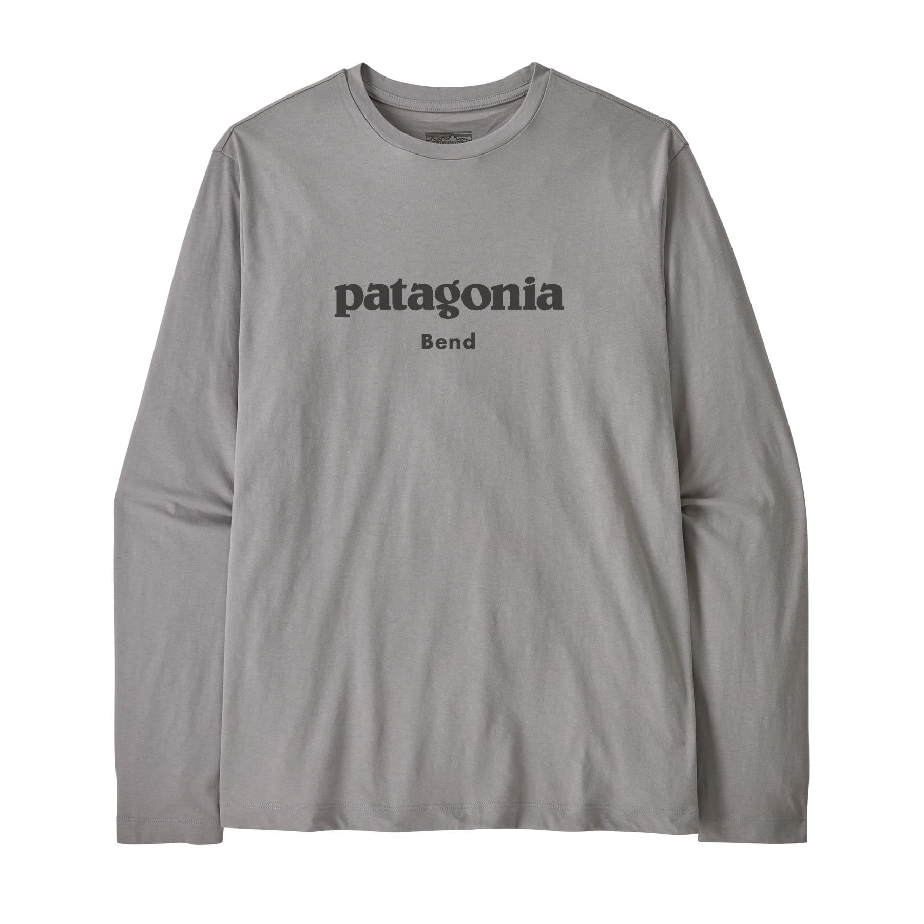 Men's Long - Sleeved Essential Graphic Tee - Patagonia Bend in Salt Grey | Patagonia Bend