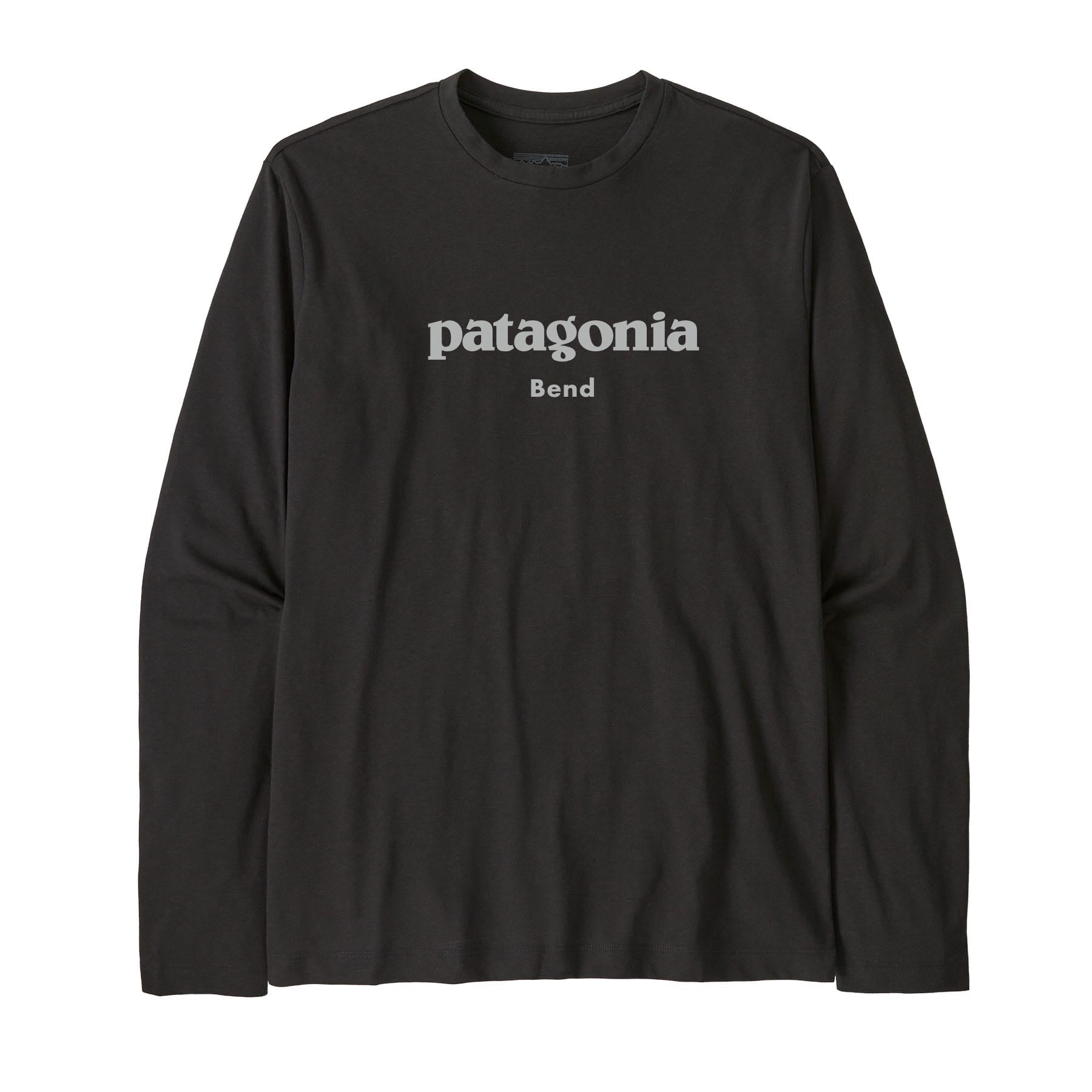 Men's Long - Sleeved Essential Graphic Tee - Patagonia Bend in Black | Patagonia Bend