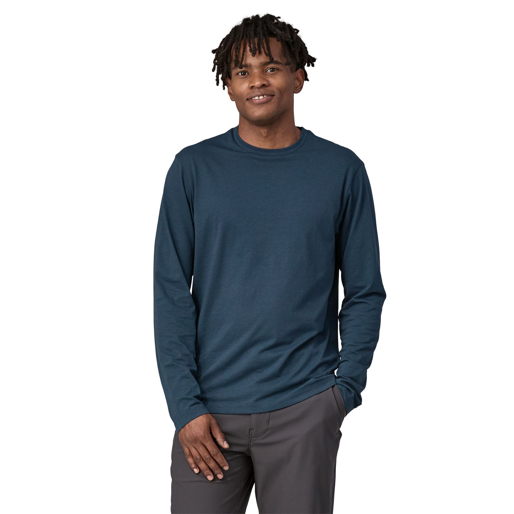 Men's Long - Sleeved Essential Tee in Tidepool Blue | Patagonia Bend
