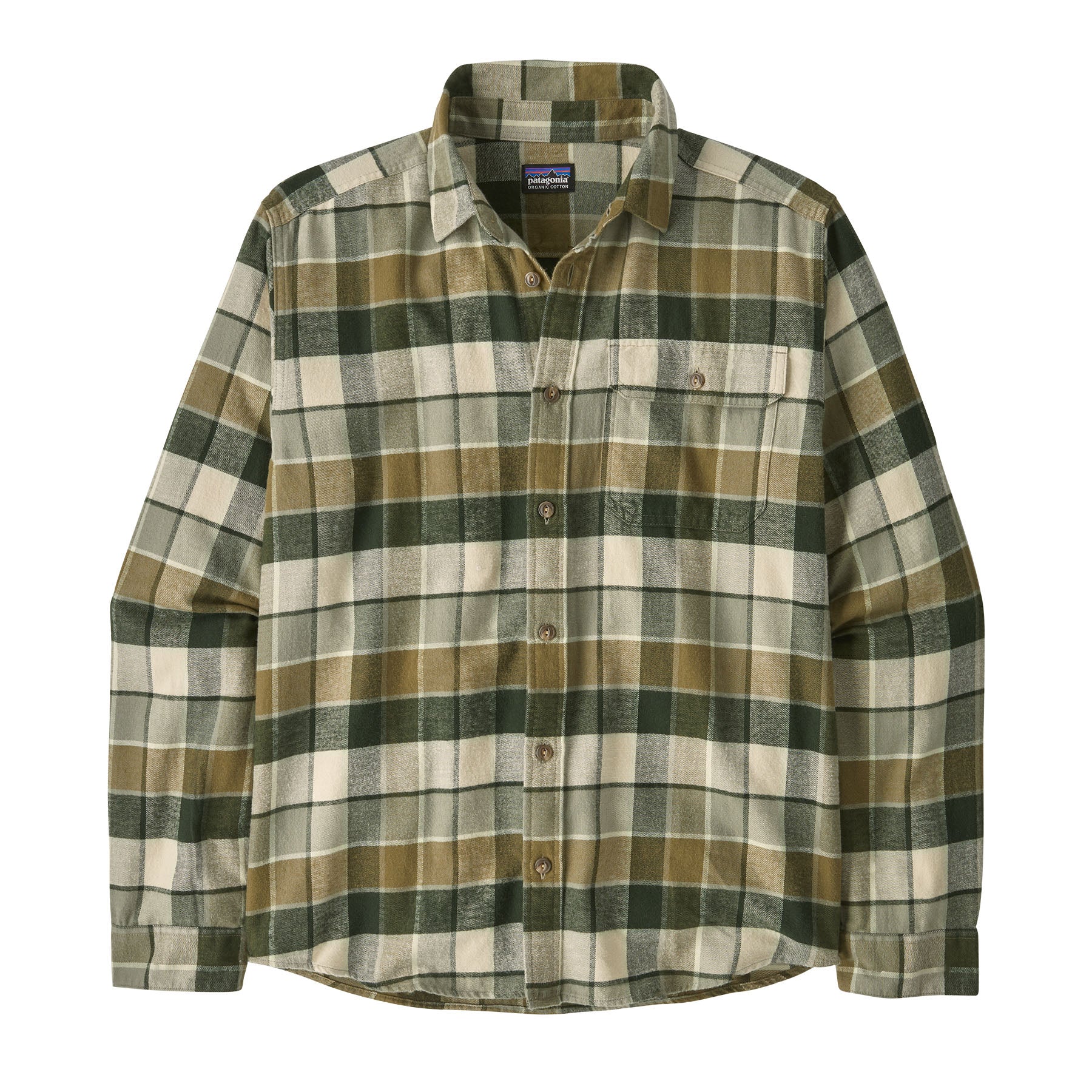Men's Long - Sleeved Lightweight Fjord Flannel Shirt in Rocky: Old Growth Green | Patagonia Bend