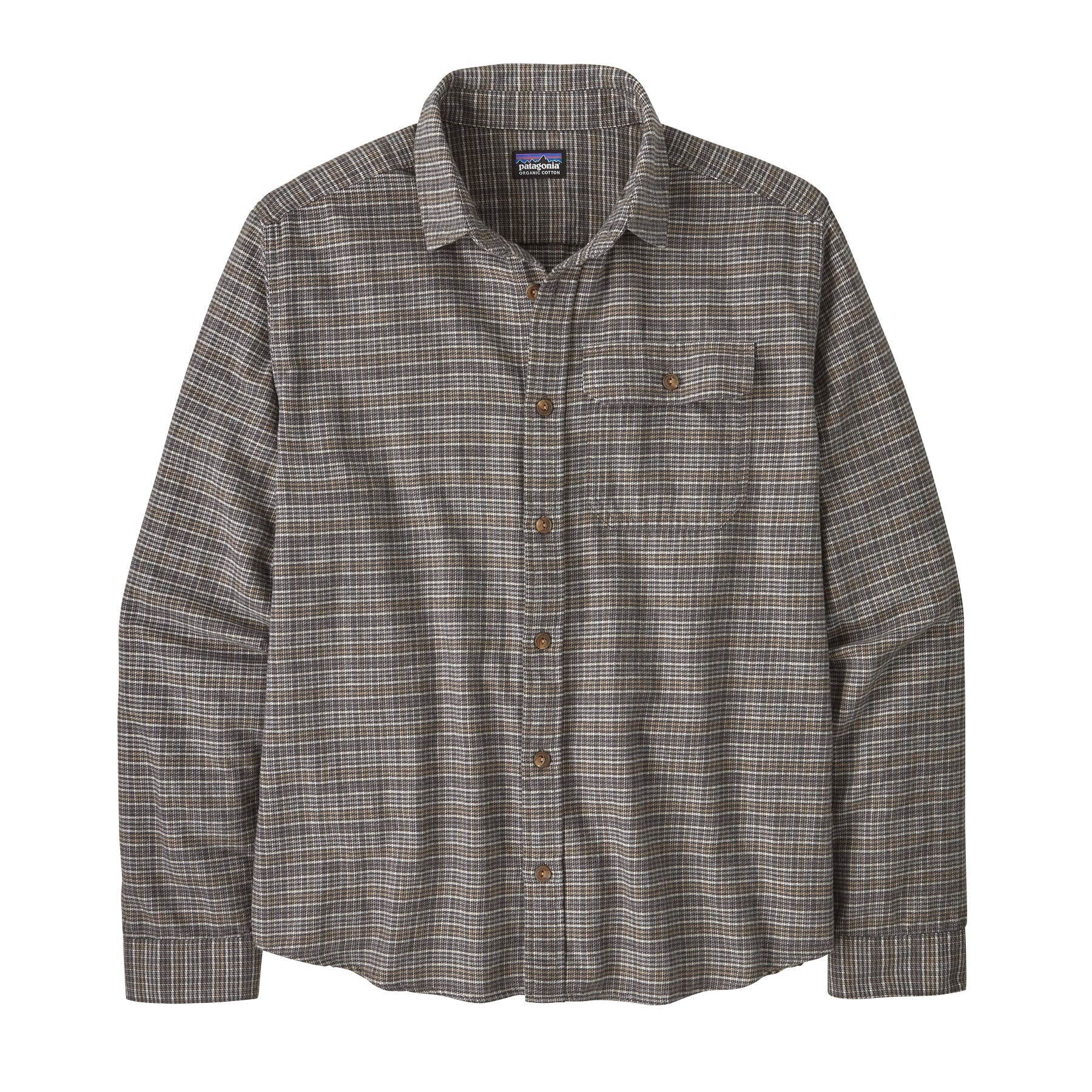 Men's Long - Sleeved Lightweight Fjord Flannel Shirt in Tracks: Noble Grey | Patagonia Bend