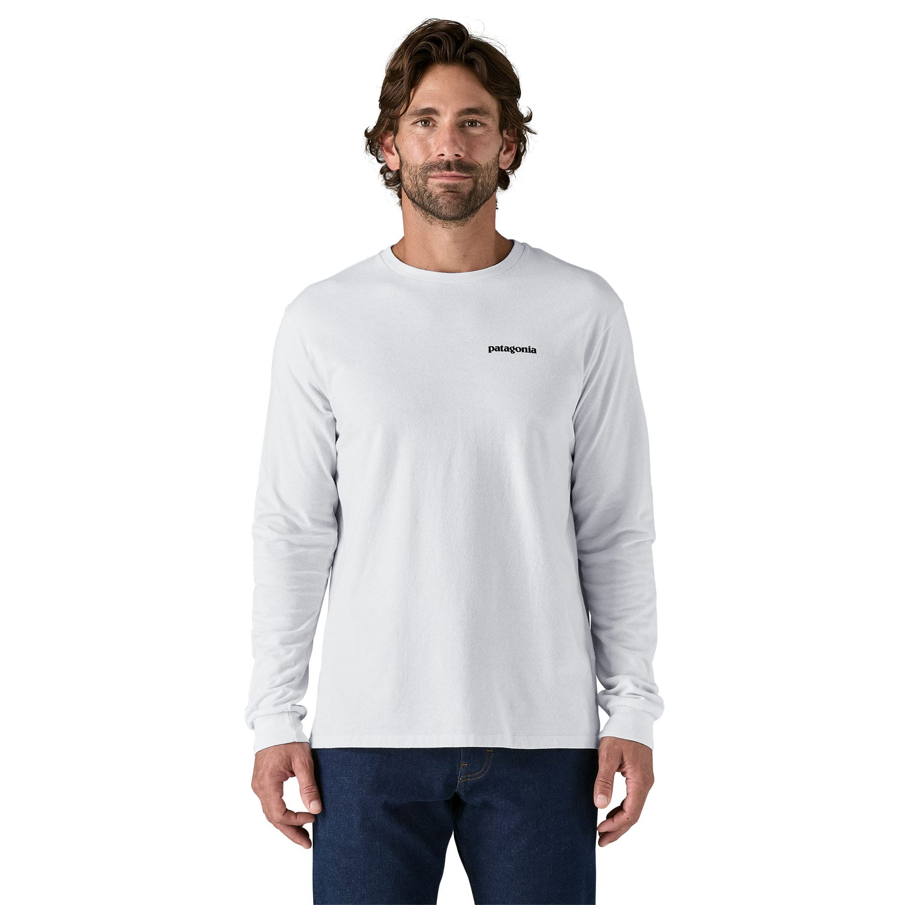 Men's Long - Sleeved P - 6 Logo Responsibili - Tee in White | Patagonia Bend