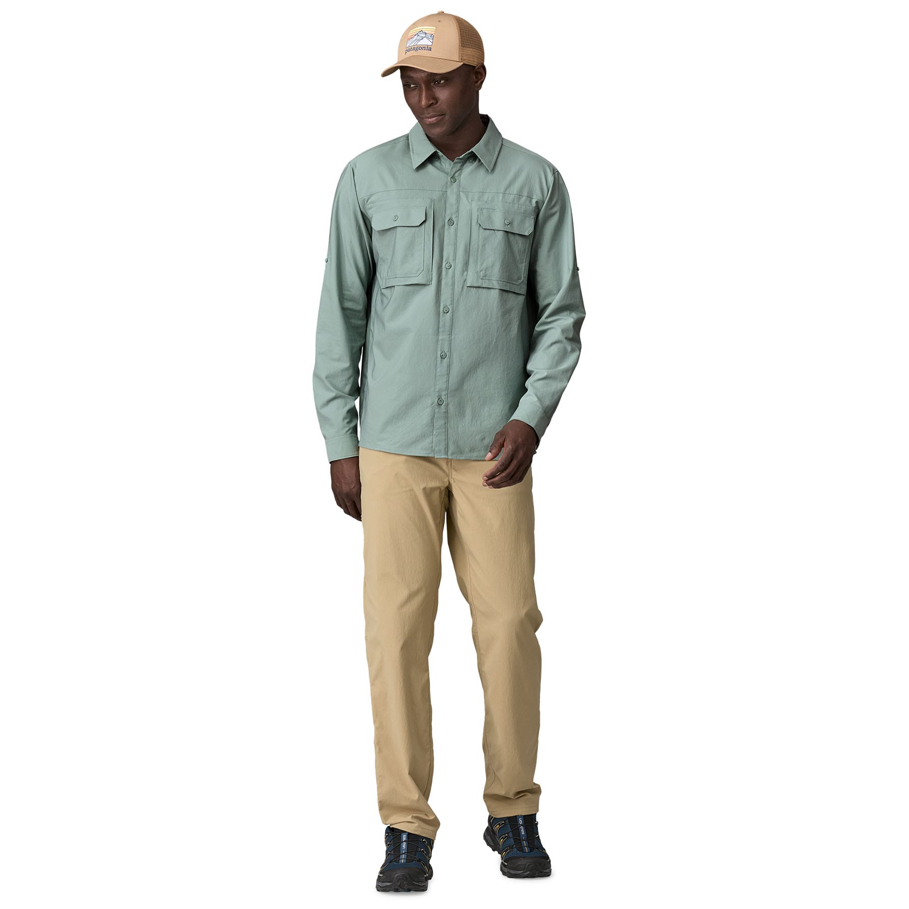 Men's Long - Sleeved Self Guided Sun Shirt in Thermal Blue | Patagonia Bend