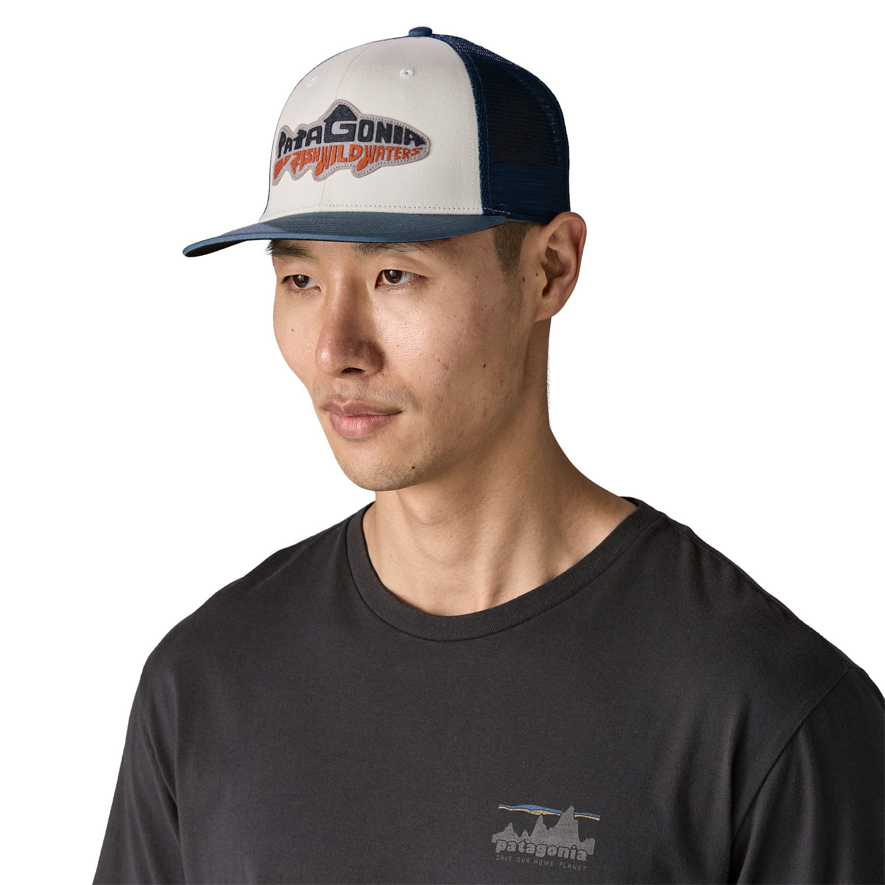 Take a Stand Trucker Hat in Wild Waterline: Utility Blue | Patagonia Bend