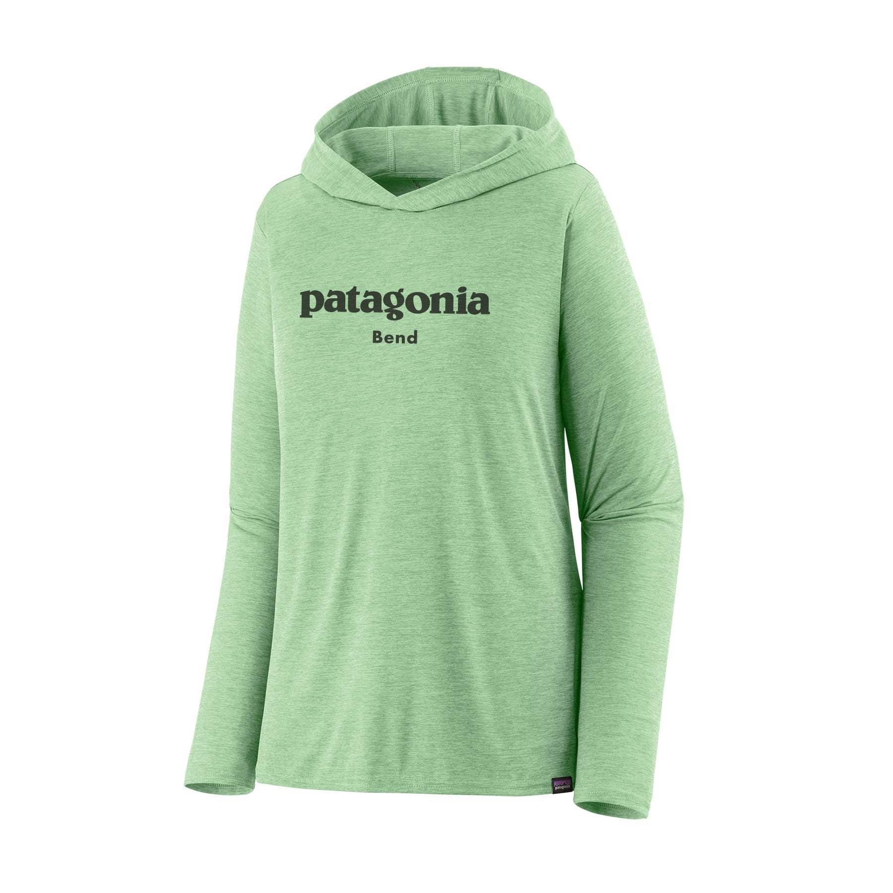 Women's Capilene® Cool Daily Graphic Hoody - Patagonia Bend in Rinsed Green - Dark Rinsed Green X - Dye | Patagonia Bend