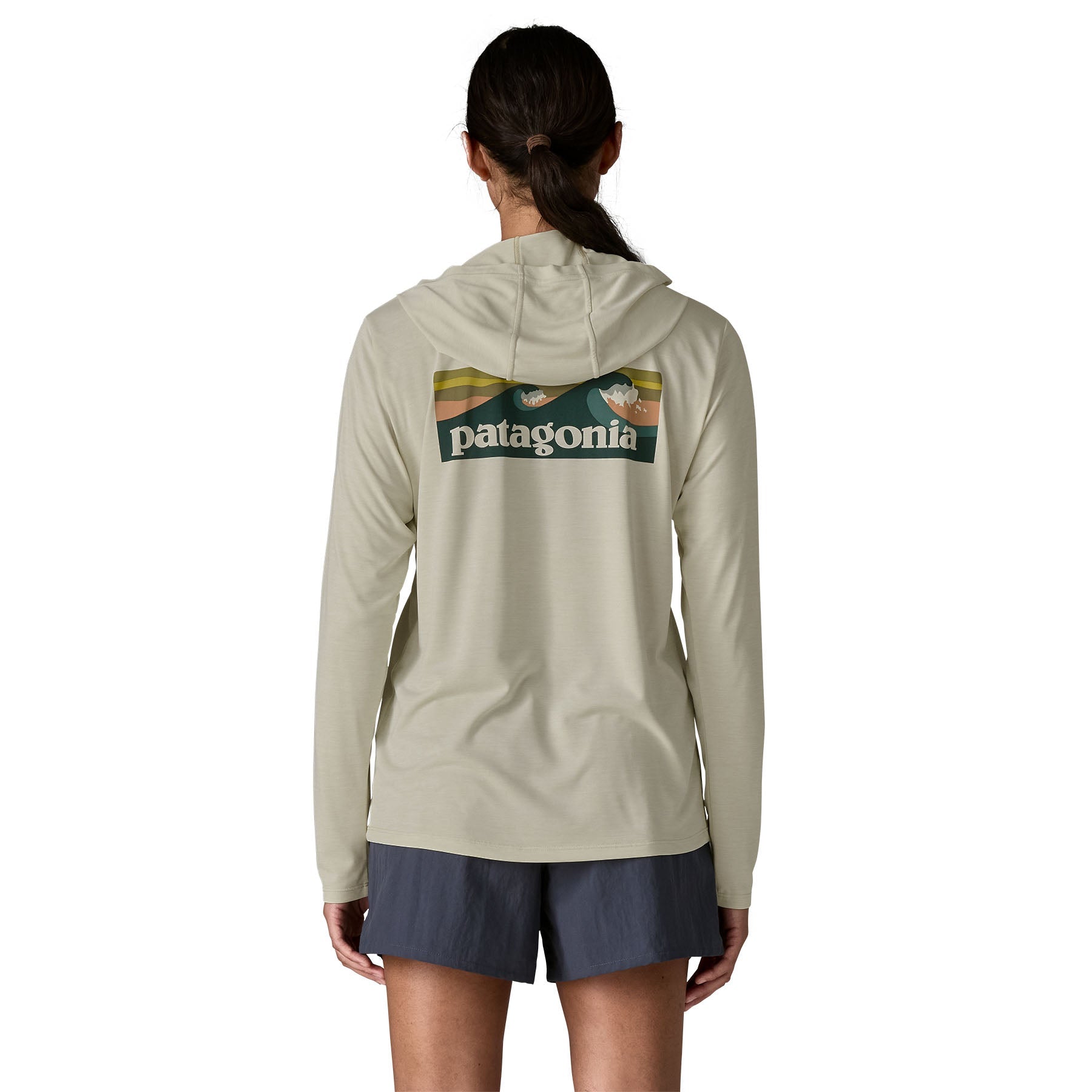 Women's Capilene® Cool Daily Hoody - Boardshort Logo in Dyno White | Patagonia Bend