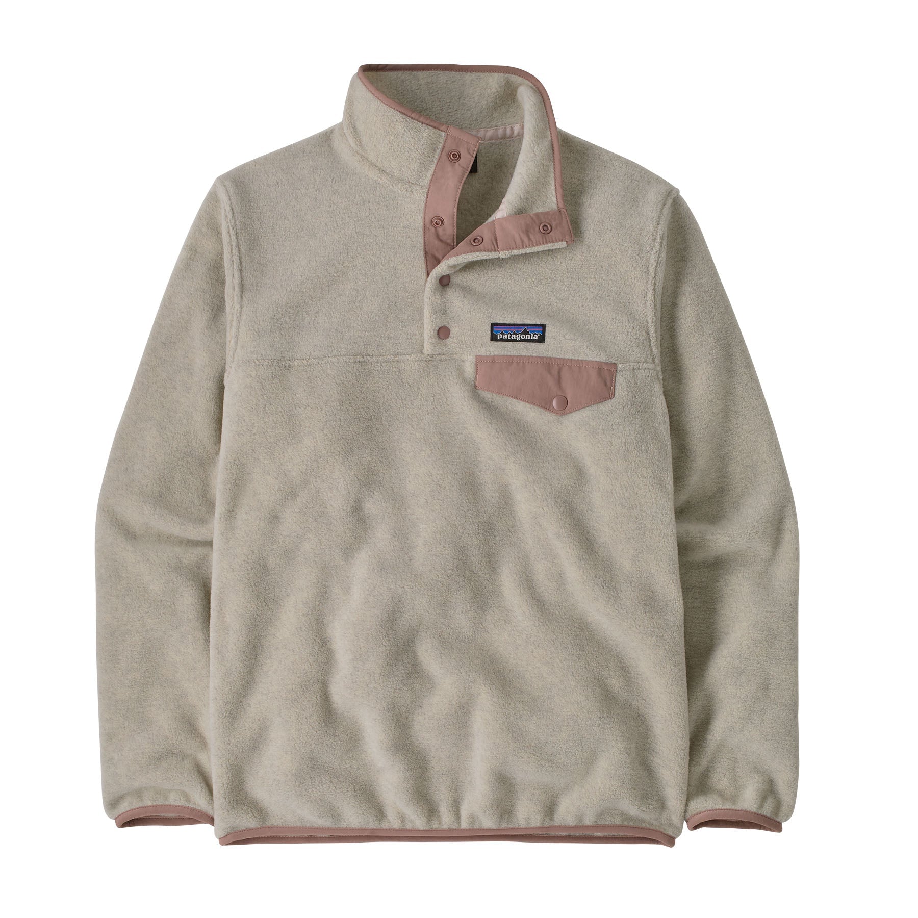 Women's Lightweight Synchilla Snap-T Pullover in Oatmeal Heather w/Moonrise Taupe | Photo 1 | Patagonia Bend