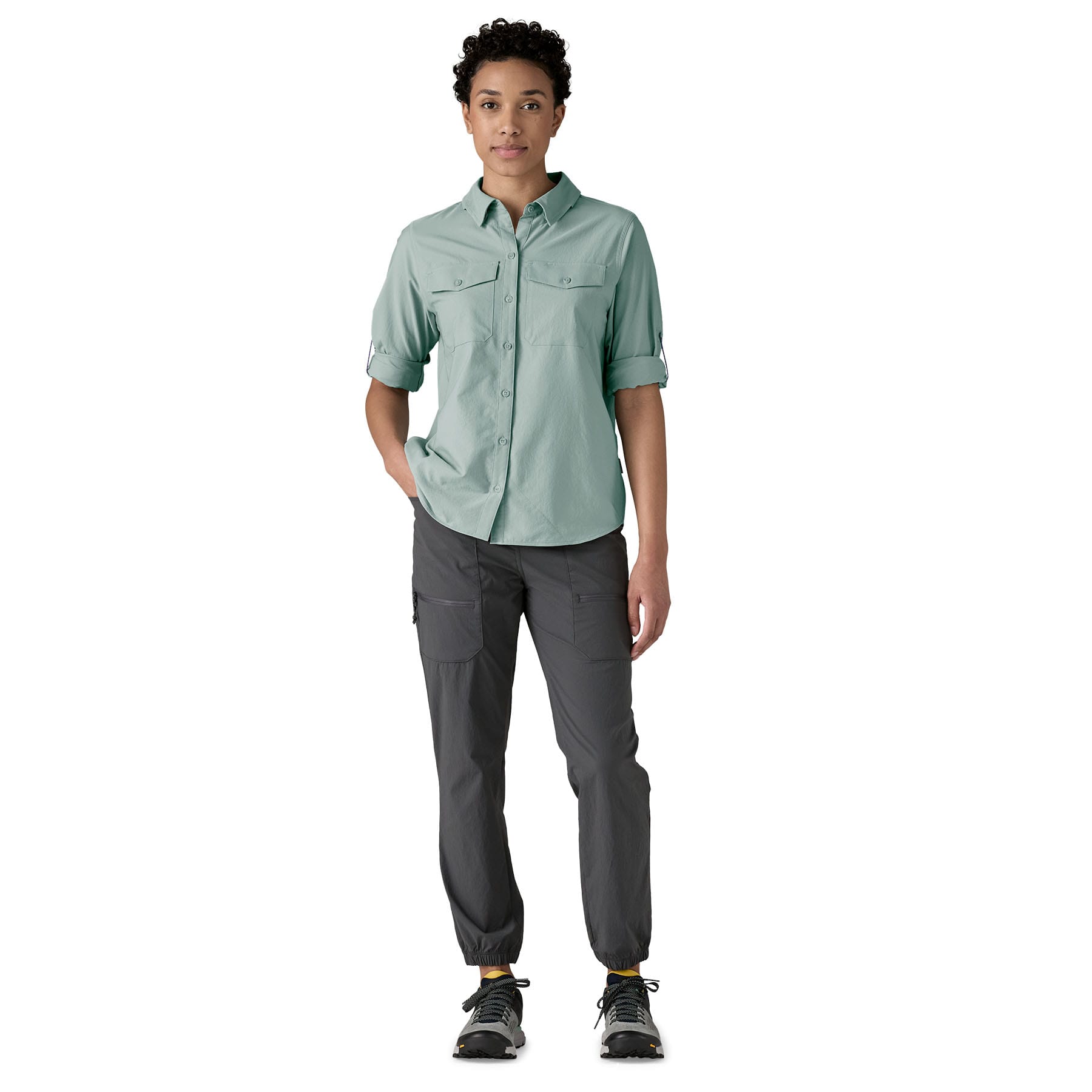 Women's Long - Sleeved Self Guided Sun Shirt in Thermal Blue | Patagonia Bend