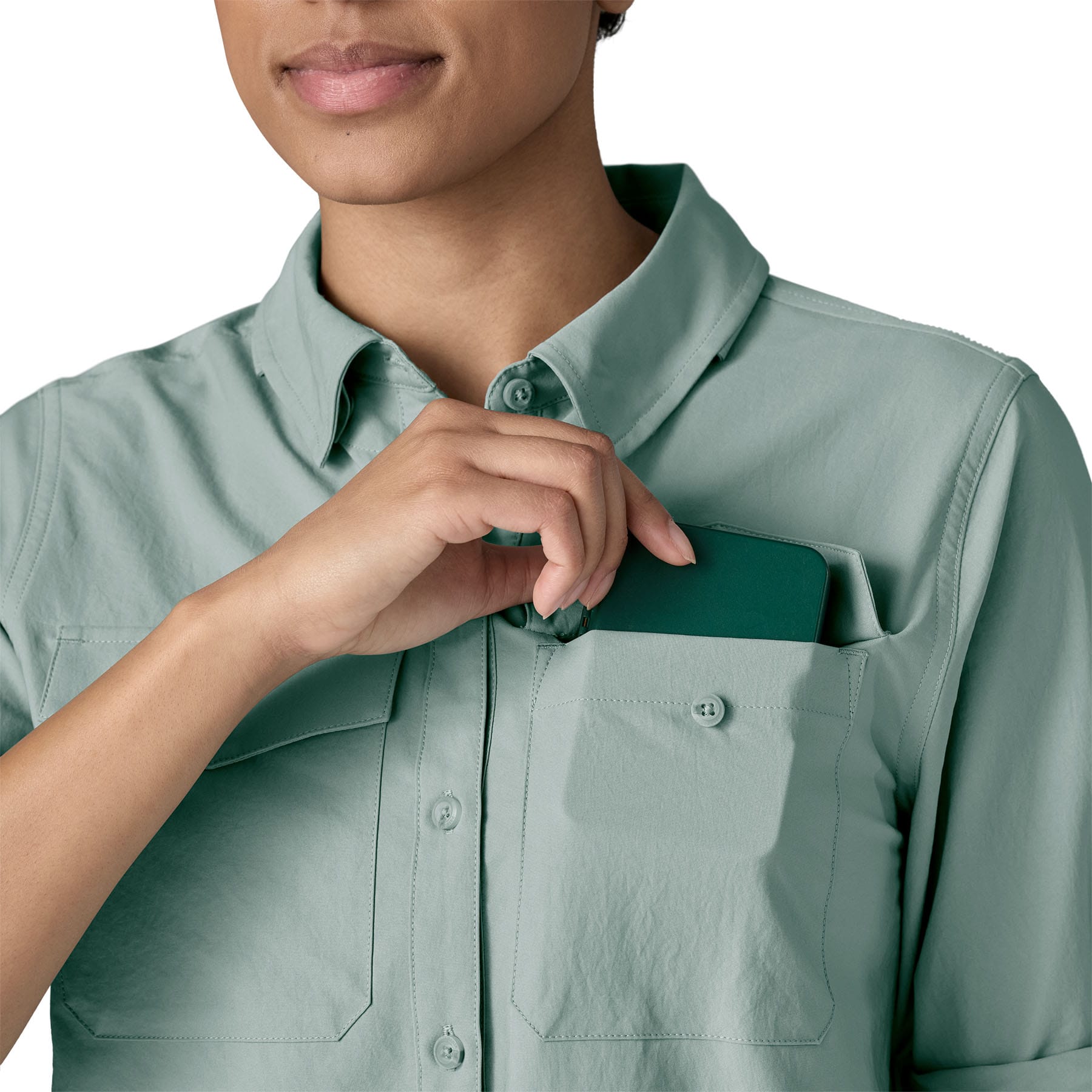 Women's Long - Sleeved Self Guided Sun Shirt in Thermal Blue | Patagonia Bend