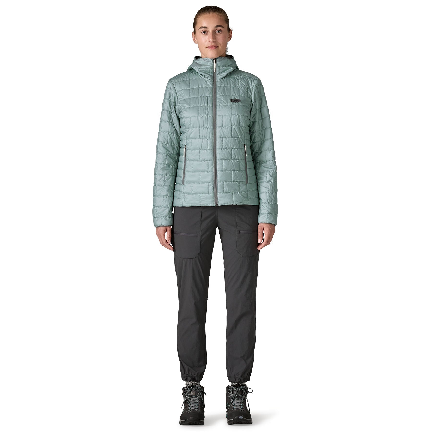 Women's Nano Puff Fitz Roy Trout Hoody in Thermal Blue | Patagonia Bend
