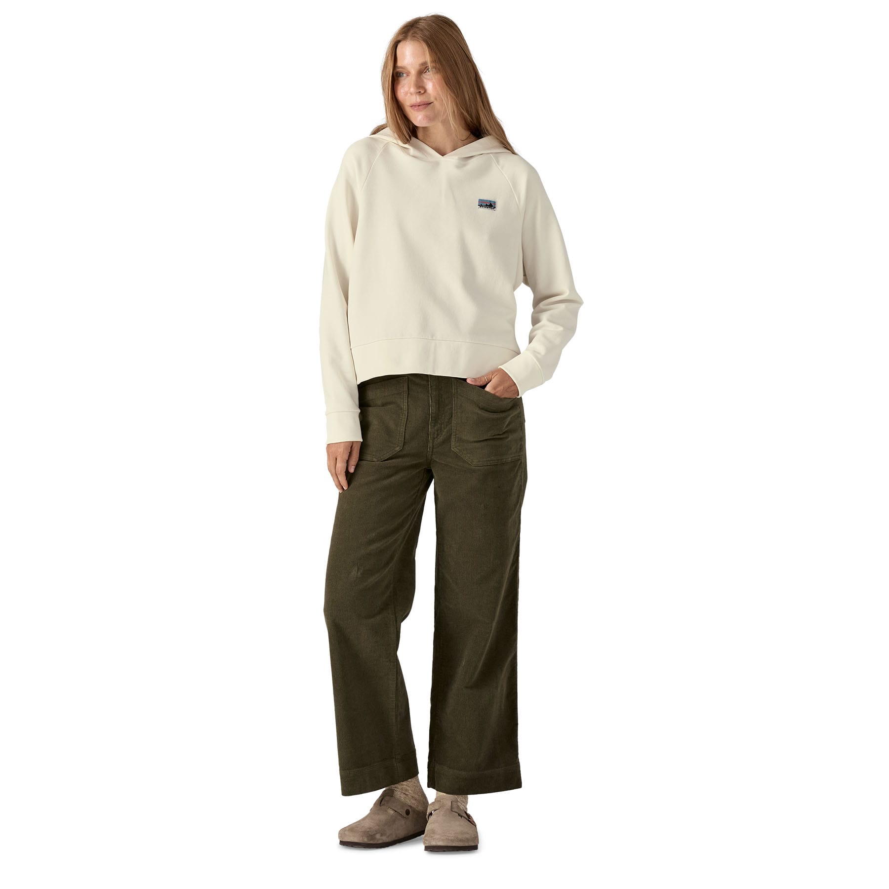 Women's Regenerative Organic Certified Cotton Essential Hoody in Wool White | Patagonia Bend