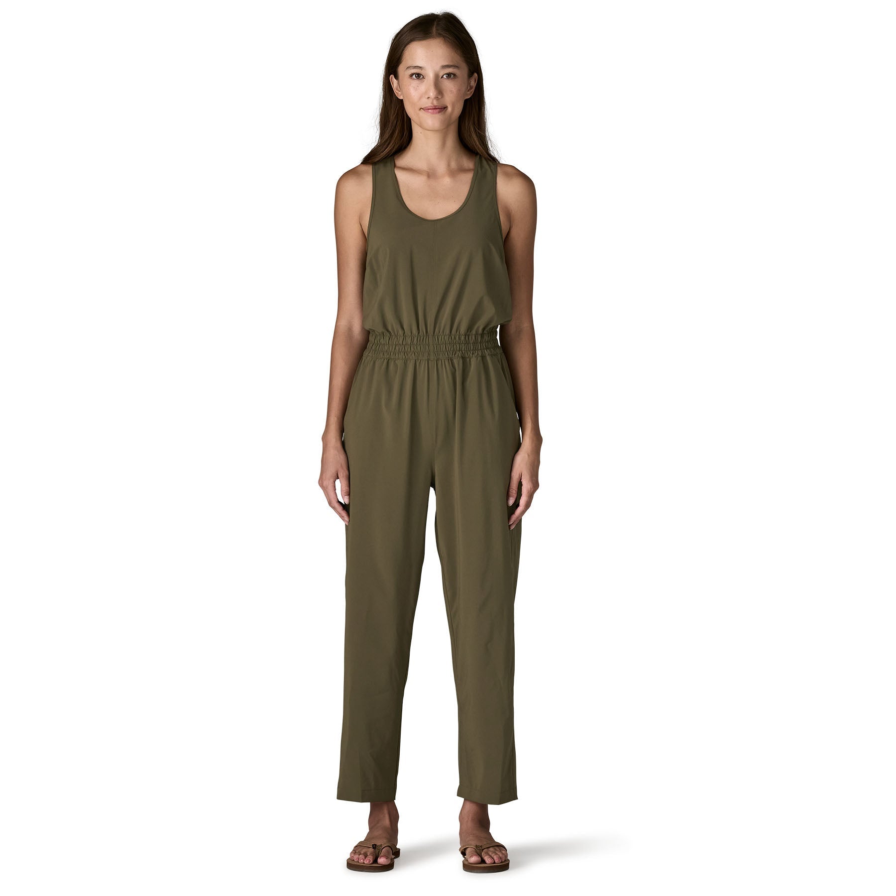 Women's Terrebonne Traveler Jumpsuit in Basin Green | Patagonia Bend