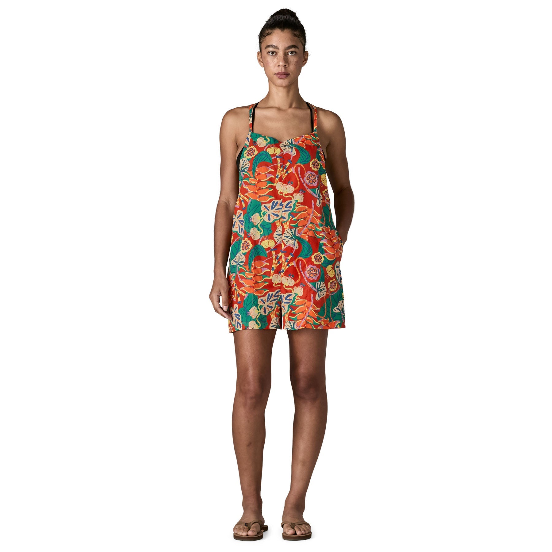 Women's Tidal Threads Romper in Tropiclimb: Hot Ember | Patagonia Bend