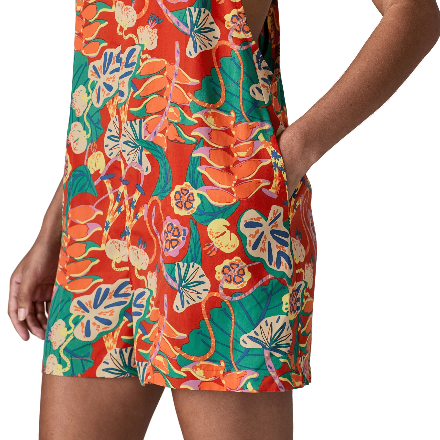 Women's Tidal Threads Romper in Tropiclimb: Hot Ember | Patagonia Bend