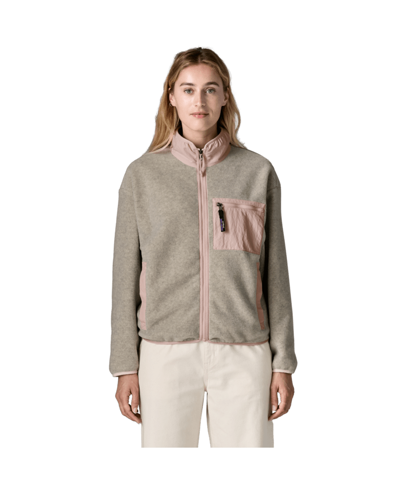 Women's Synchilla Jacket in Oatmeal Heather w/Pink Frost | Photo 2 | Patagonia