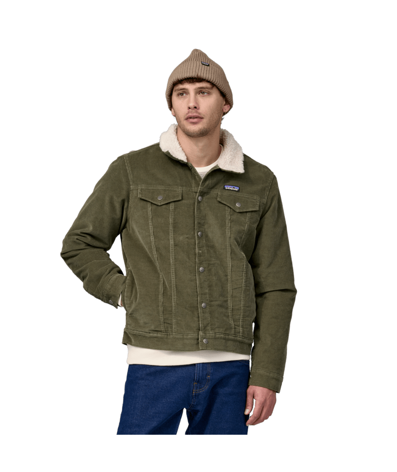 Men's Pile Lined Trucker Jacket in Basin Green | Photo 2 | Patagonia