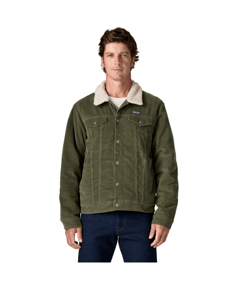 Men's Pile Lined Trucker Jacket in Basin Green | Photo 5 | Patagonia