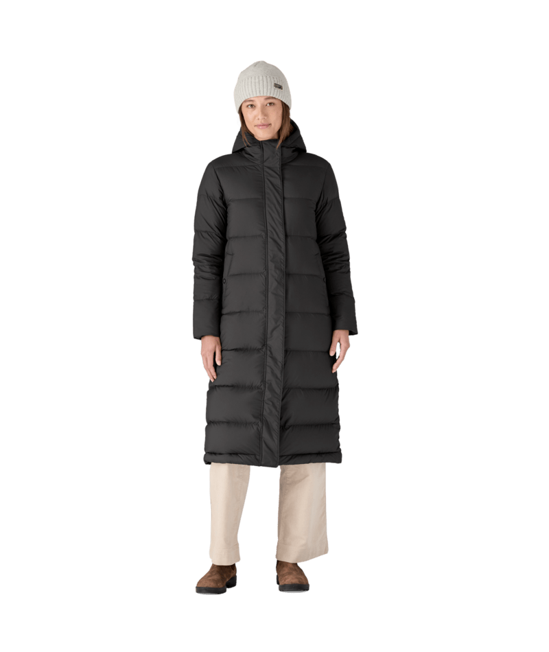Women's Silent Down Long Parka in Black | Photo 5 | Patagonia