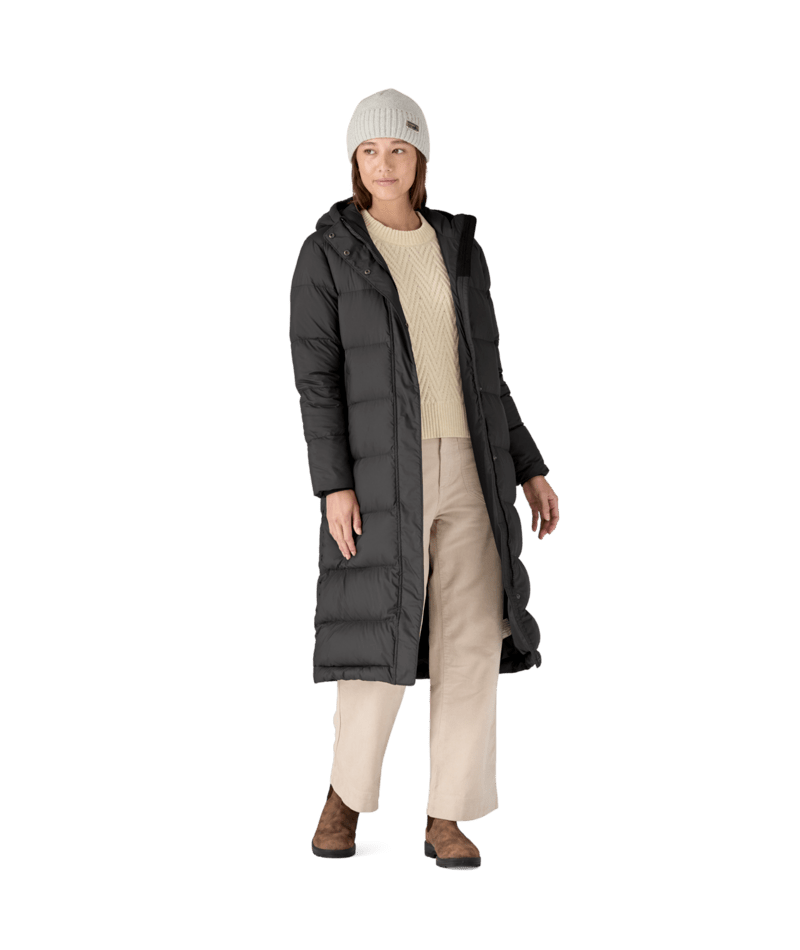 Women's Silent Down Long Parka in Black | Photo 7 | Patagonia