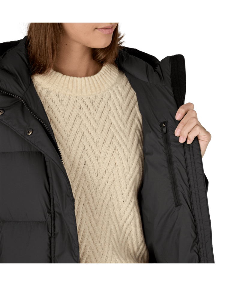 Women's Silent Down Long Parka in Black | Photo 10 | Patagonia
