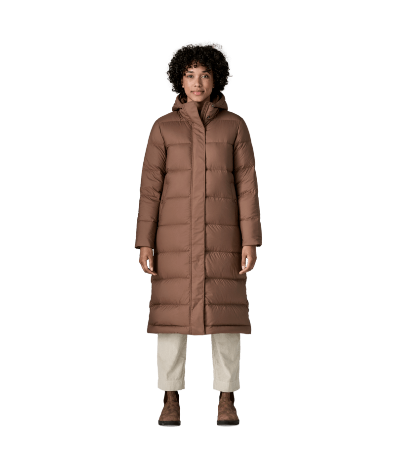 Women's Silent Down Long Parka in Berm Brown | Photo 2 | Patagonia