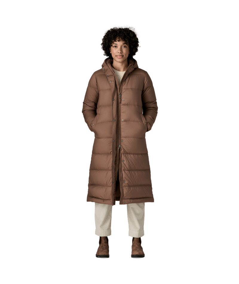 Women's Silent Down Long Parka in Berm Brown | Photo 4 | Patagonia