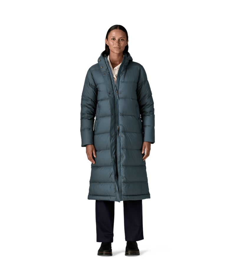 Women's Silent Down Long Parka in Summit Blue | Photo 5 | Patagonia