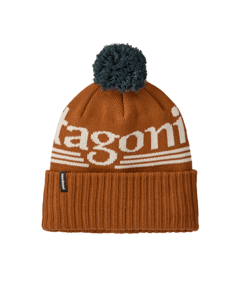 Powder Town Beanie in Hut Tripper Logo: Cinnamon Brown | Photo 1 | Patagonia