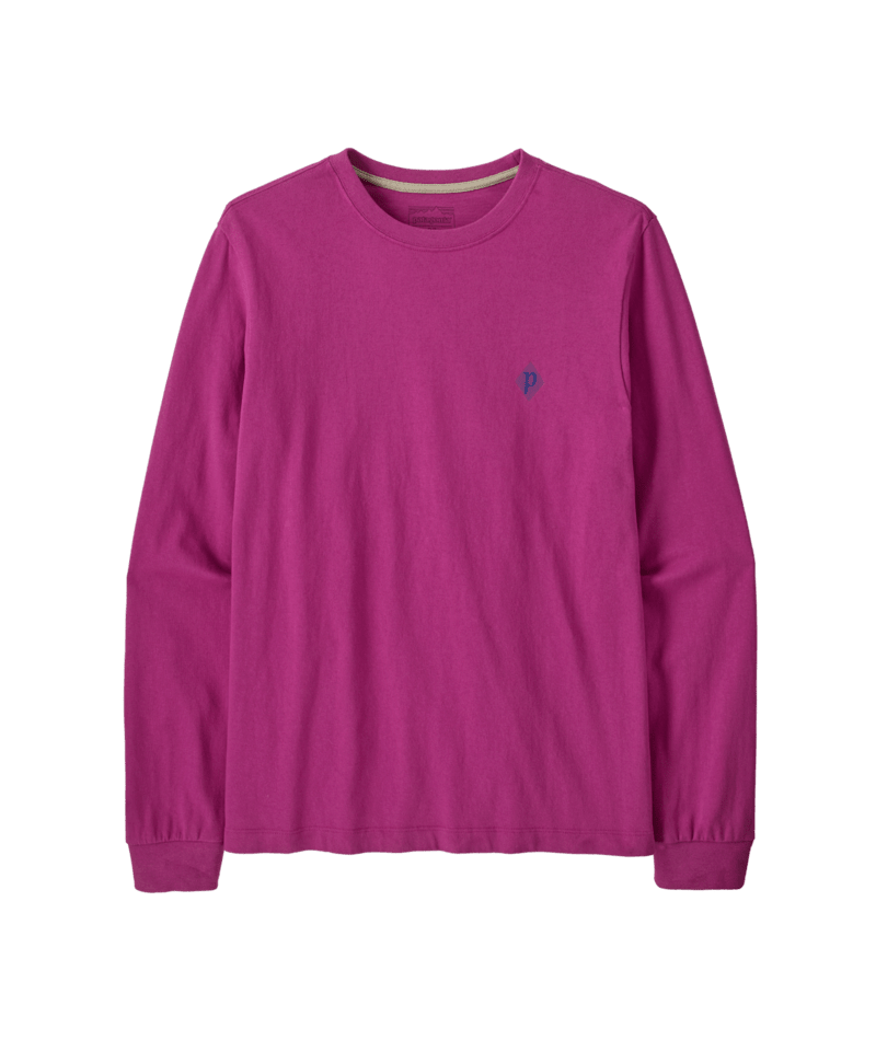 Men's Long-Sleeved Midweight Hut Tripper Skyline T-Shirt in Amaranth Pink | Photo 2 | Patagonia