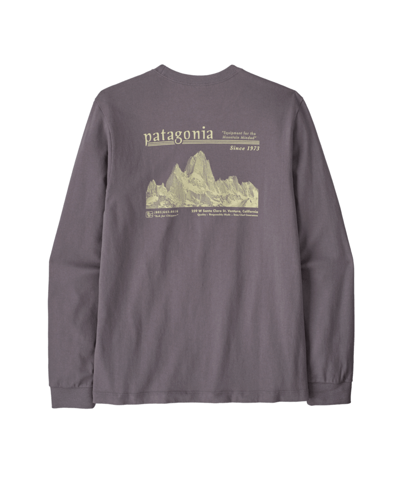 Men's Long-Sleeved Midweight Hut Tripper Skyline T-Shirt in May Grey | Photo 1 | Patagonia