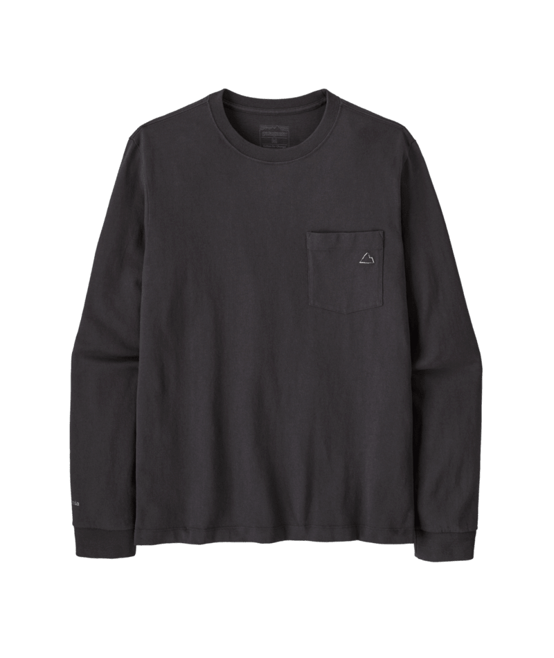 Men's Long-Sleeved Midweight Fitz Roy Massif Pocket Tee in Ink Black | Photo 1 | Patagonia