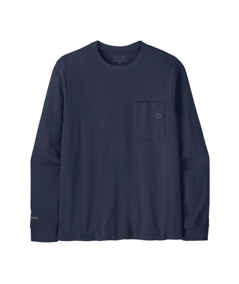 Men's Long-Sleeved Midweight Fitz Roy Massif Pocket Tee in New Navy | Photo 1 | Patagonia