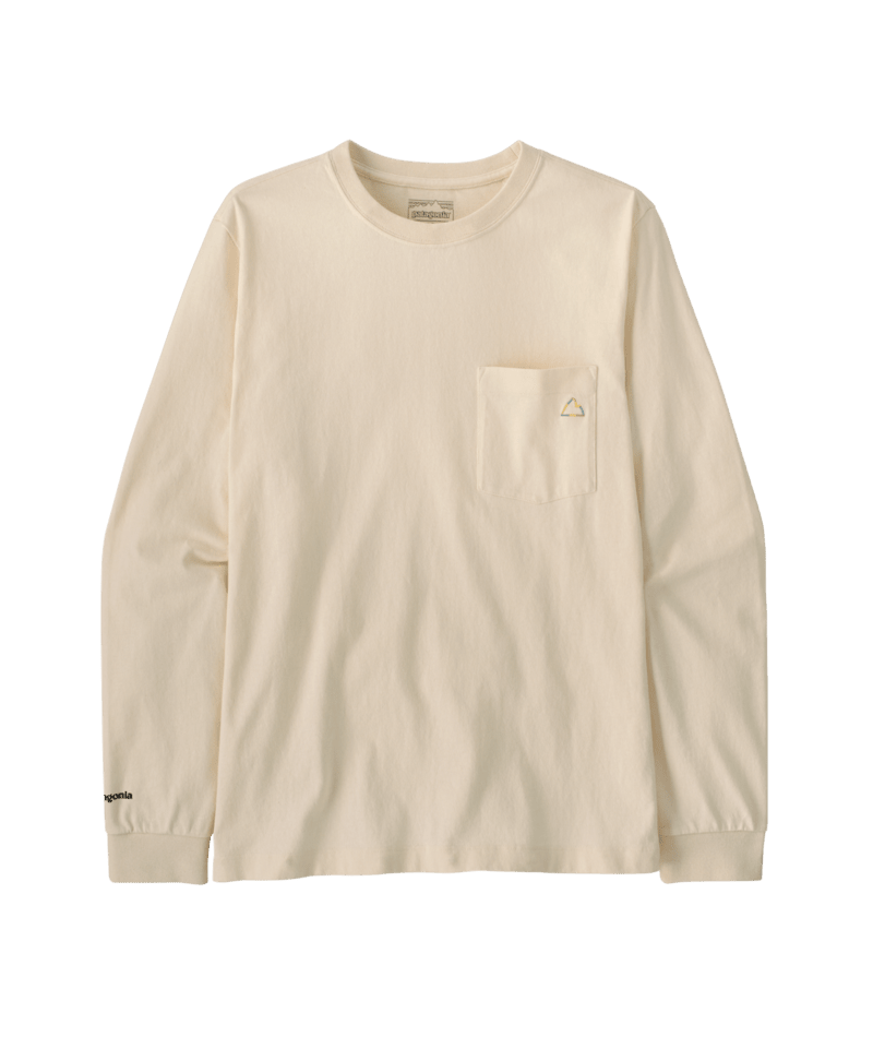 Men's Long-Sleeved Midweight Fitz Roy Massif Pocket Tee in Undyed Natural | Photo 1 | Patagonia