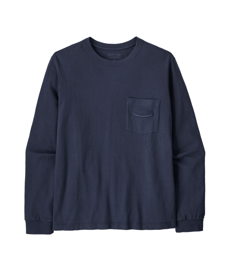 Men's Long-Sleeved Midweight '95 Oval Logo Pocket Tee in New Navy | Photo 1 | Patagonia