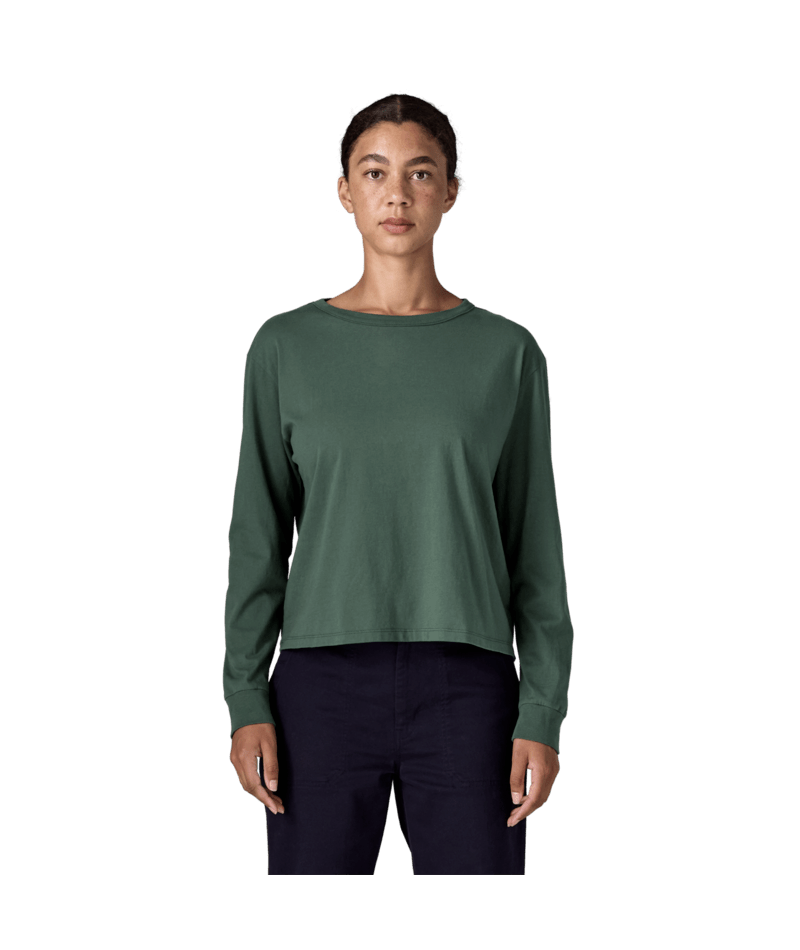 Women's Long-Sleeved Daily Easy Cut T-Shirt in Canopy Green | Photo 2 | Patagonia