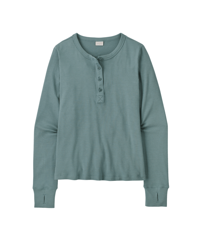 Women's Long Sleeve Rib Knit Henley in Blue Sage | Patagonia