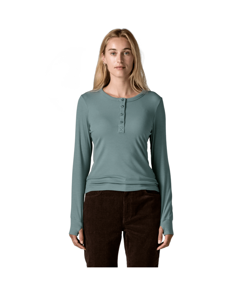 Women's Long-Sleeved Rib Knit Henley in Blue Sage | Photo 2 | Patagonia