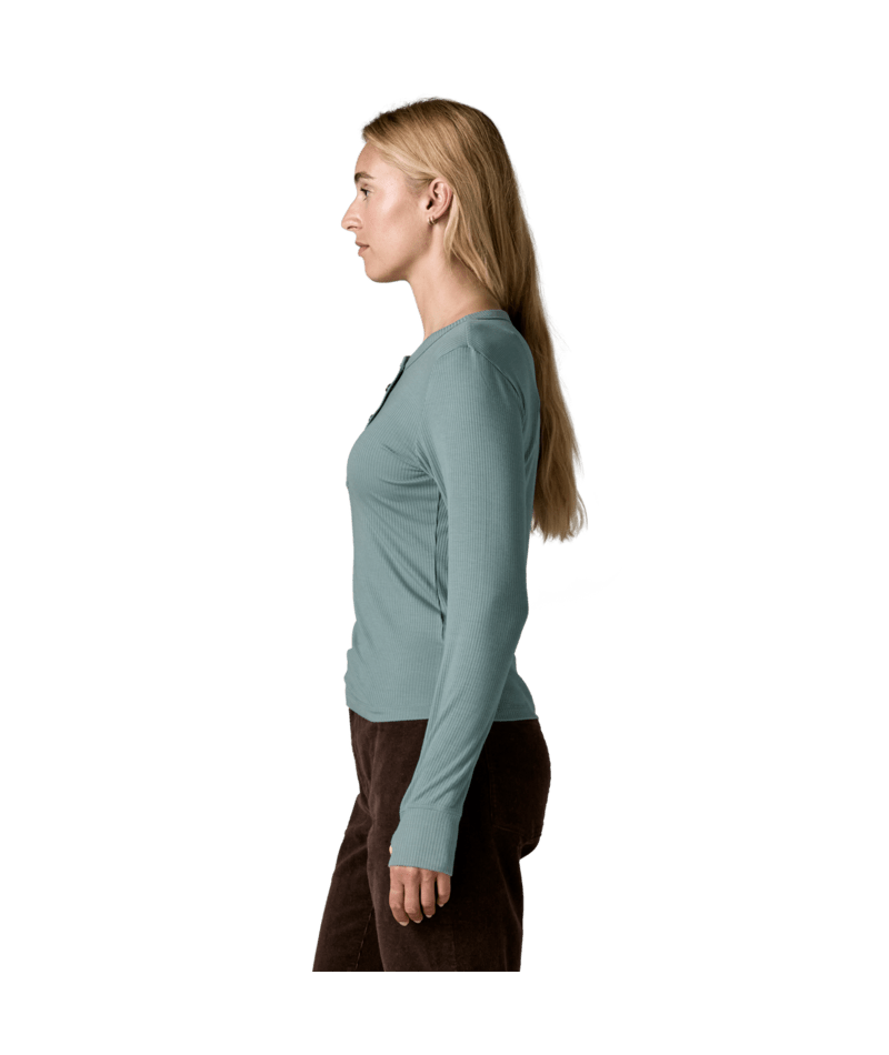 Women's Long Sleeve Rib Knit Henley in Blue Sage, Alternate View 3 | Patagonia